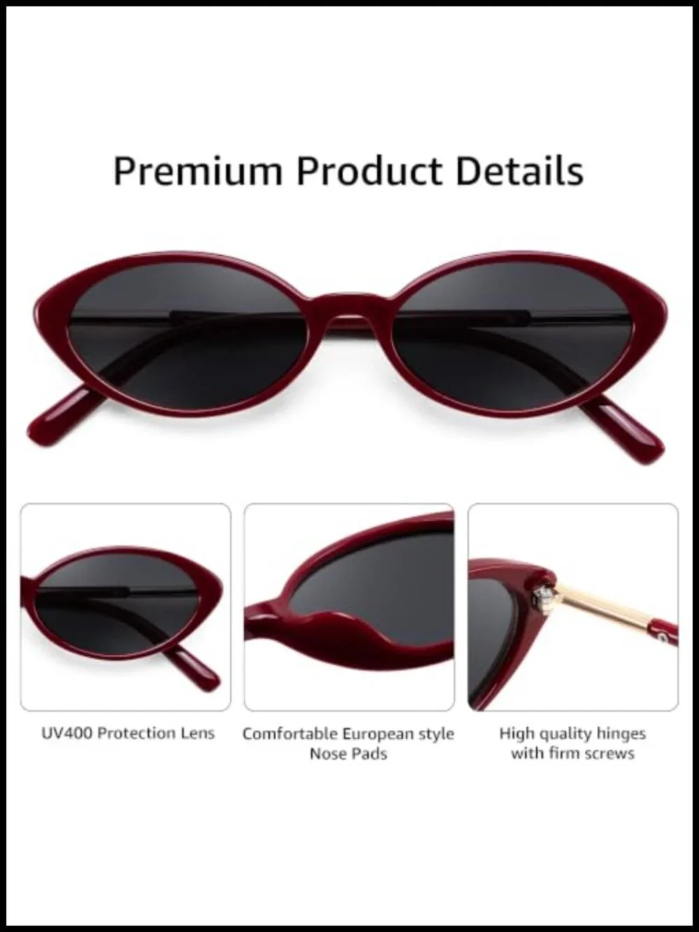 Retro Oval Cat Eye Sunglasses UV400 Protection Lightweight Non-Polarized